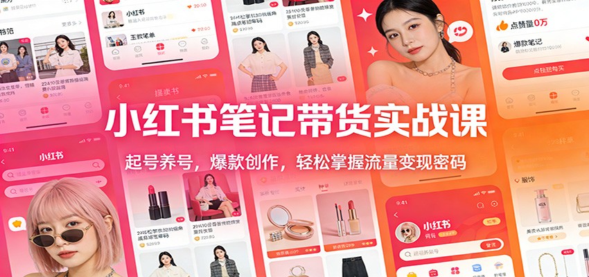 小红书笔记带货实战课：起号养号，爆款创作，轻松掌握流量变现密码-智云网创 - 网创副业项目资源站
