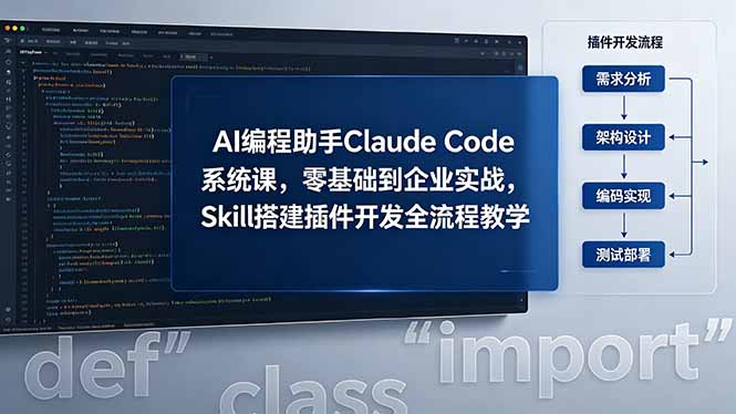 AI 编程助手 Claude Code 系统课，零基础到企业实战，Skill 搭建插件开发全流程教学-智云网创 - 网创副业项目资源站