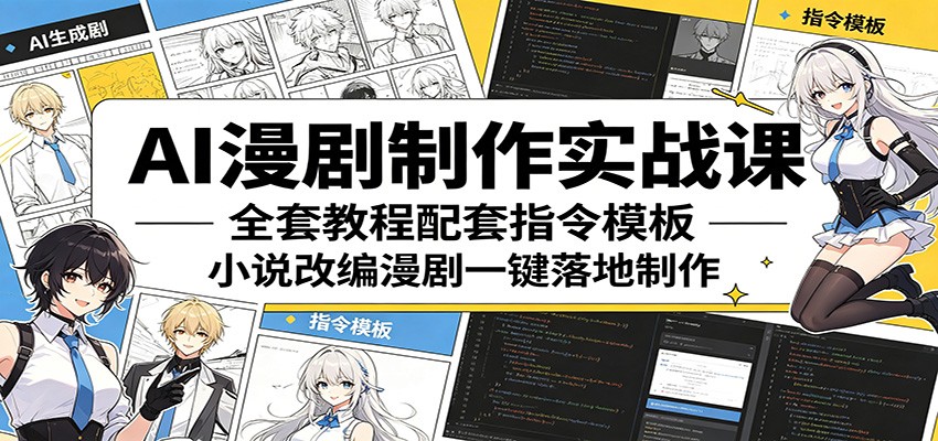 AI漫剧制作实战课：全套教程配套指令模板，小说改编漫剧一键落地制作-智云网创 - 网创副业项目资源站