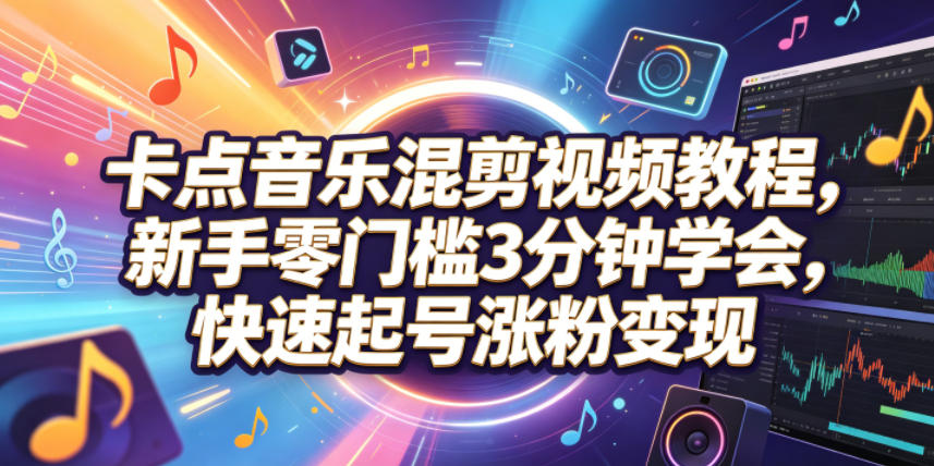 卡点音乐混剪视频教程,新手零门槛3分钟学会,快速起号涨粉变现-智云网创 - 网创副业项目资源站