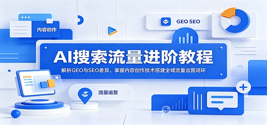 AI搜索流量进阶教程:解析GEO与SEO差异,掌握内容创作技术搭建全域流量运营闭环-智云网创 - 网创副业项目资源站