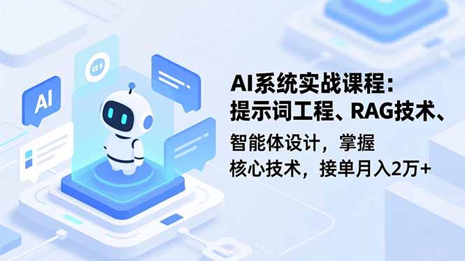 AI系统实战课程,提示词工程、RAG技术、智能体设计,掌握核心技术,接单月入2万+-智云网创 - 网创副业项目资源站
