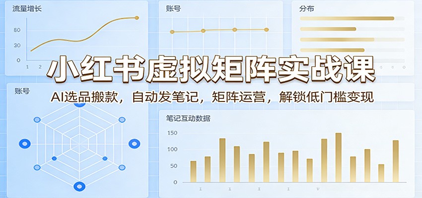 小红书虚拟矩阵实战课：AI选品搬款，自动发笔记，矩阵运营，解锁低门槛变现-智云网创 - 网创副业项目资源站