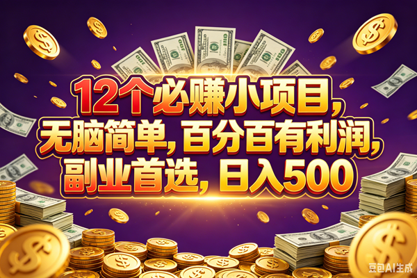 （18976期）12个必赚的小项目，百分百赚元子，无脑简单，副业首选，日入500+-智云网创 - 网创副业项目资源站