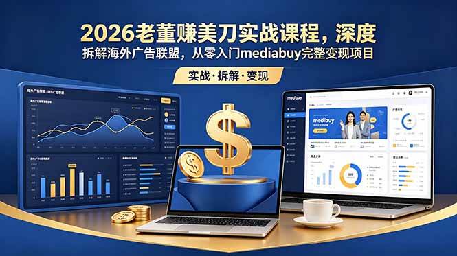 （18935期）2026老董赚美刀实战课程，深度拆解海外广告联盟，从零入门mediabuy完整变现项目-智云网创 - 网创副业项目资源站