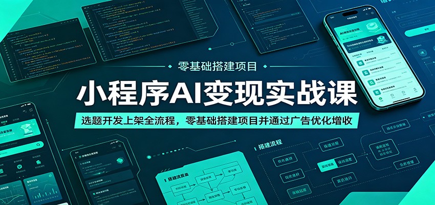 小程序AI变现实战课:选题开发上架全流程,零基础搭建项目并通过广告优化增收-智云网创 - 网创副业项目资源站