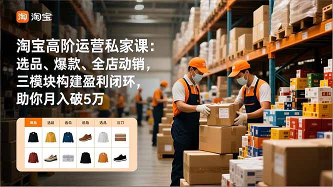 淘宝高阶运营私家课:选品、爆款、全店动销,三模块构建盈利闭环,助你月入破5万-智云网创 - 网创副业项目资源站