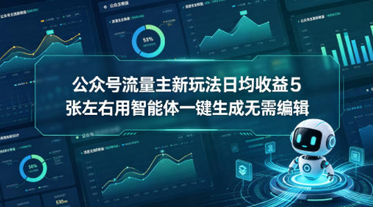 公众号流量主新玩法日均收益5张左右用智能体一键生成无需编辑-智云网创 - 网创副业项目资源站