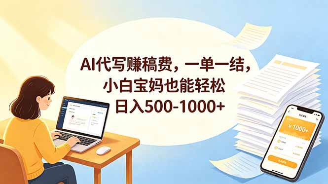 （18772期）AI代写赚稿费，一单一结，小白宝妈也能轻松日入500-1000+-智云网创 - 网创副业项目资源站