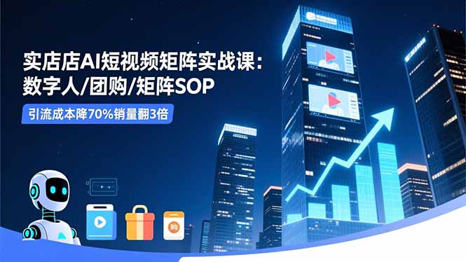 实体店AI短视频矩阵实战课:数字人/团购/矩阵SOP,引流成本降70%销量翻3倍-智云网创 - 网创副业项目资源站