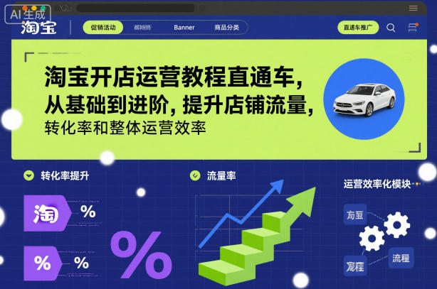 淘宝开店运营教程直通车，从基础到进阶，提升店铺流量，转化率和整体运营效率（更新26年3月24日）-智云网创 - 网创副业项目资源站