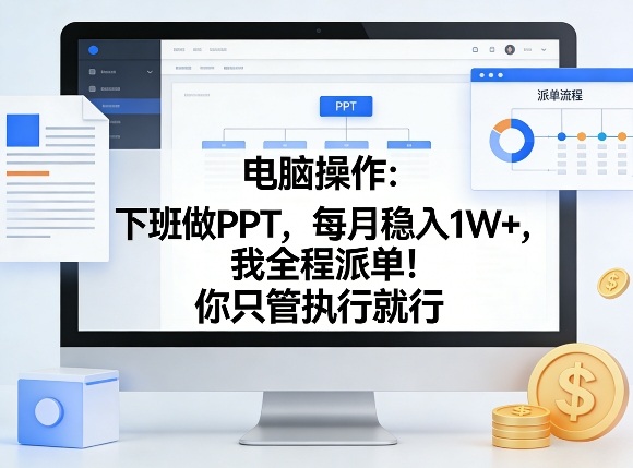 电脑操作:下班做PPT,每月稳入1W+,我全程派单!你只管执行就行【揭秘】-智云网创 - 网创副业项目资源站