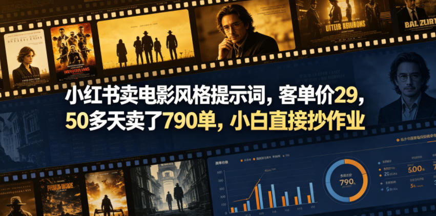 小红书卖电影风格提示词,客单价29,50多天卖了790单,小白直接抄作业!-智云网创 - 网创副业项目资源站