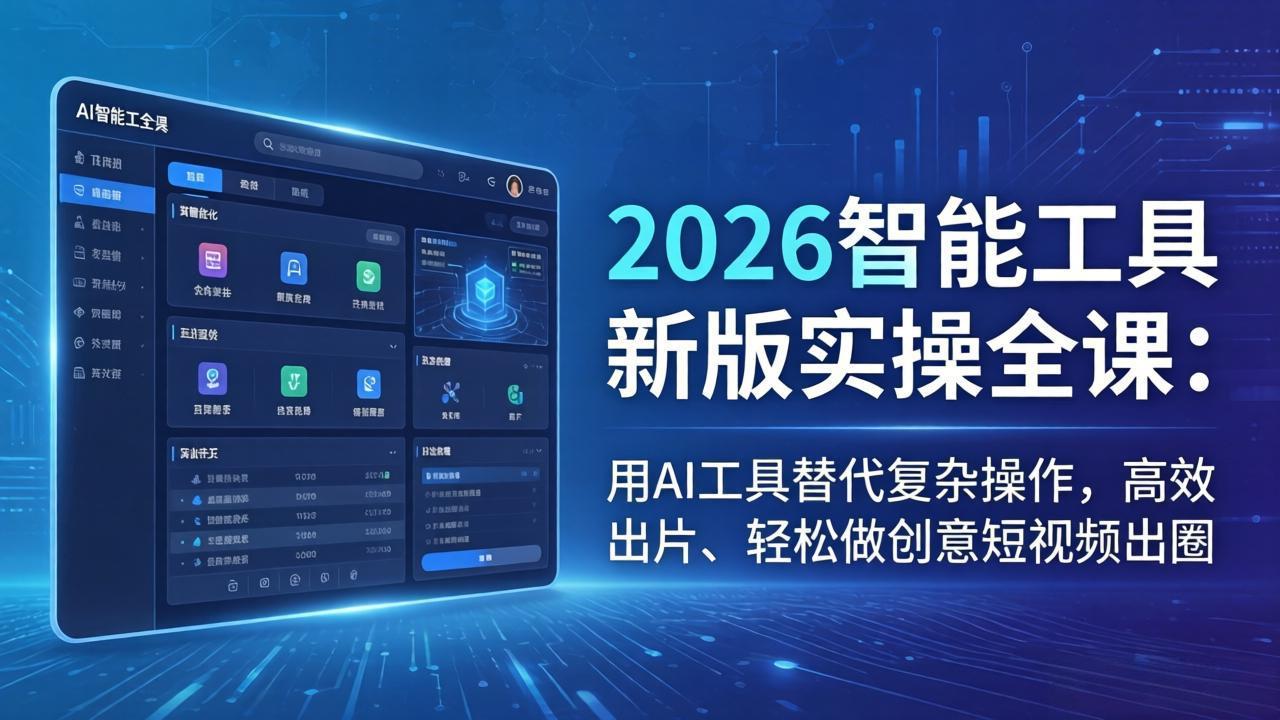 2026智能工具新版实操全课：用AI工具替代复杂操作，高效出片、轻松做创意短视频出圈-智云网创 - 网创副业项目资源站