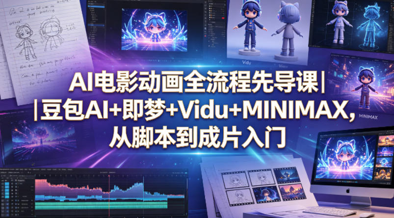 AI电影动画全流程先导课｜豆包AI+即梦+Vidu+MINIMAX，从脚本到成片入门-智云网创 - 网创副业项目资源站