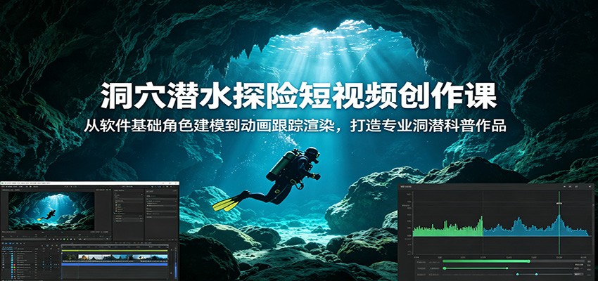 洞穴潜水探险短视频创作课:从软件基础角色建模到动画跟踪渲染,打造专业洞潜科普作品-智云网创 - 网创副业项目资源站