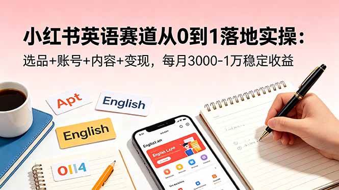 （18771期）小红书英语赛道从0到1落地实操：选品+账号+内容+变现，每月3000-1万稳定收益-智云网创 - 网创副业项目资源站
