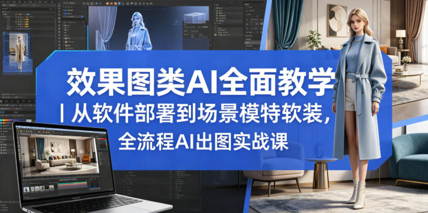 效果图类AI全面教学|从软件部署到场景模特软装,全流程AI出图实战课-智云网创 - 网创副业项目资源站