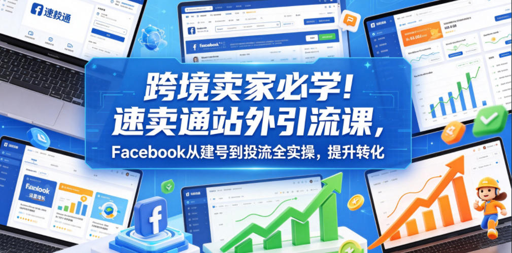 跨境卖家必学!速卖通站外引流课,Facebook从建号到投流全实操,提升转化-智云网创 - 网创副业项目资源站