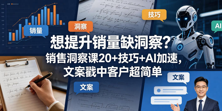 想提升销量缺洞察?销售洞察课20+技巧+AI加速,文案戳中客户超简单【原创双语字幕】-智云网创 - 网创副业项目资源站