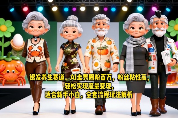 银发养生赛道，AI走秀圈粉百万，粉丝粘性高，轻松实现流量变现，适合新手小白，全套流程玩法解析-智云网创 - 网创副业项目资源站