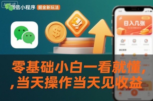 微信小程序掘金新玩法,日入几张,零基础小白一看就懂,当天操作当天见收益【揭秘】-智云网创 - 网创副业项目资源站