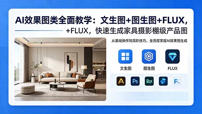 AI效果图类全面教学:文生图+图生图+FLUX,快速生成家具摄影棚级产品图-智云网创 - 网创副业项目资源站