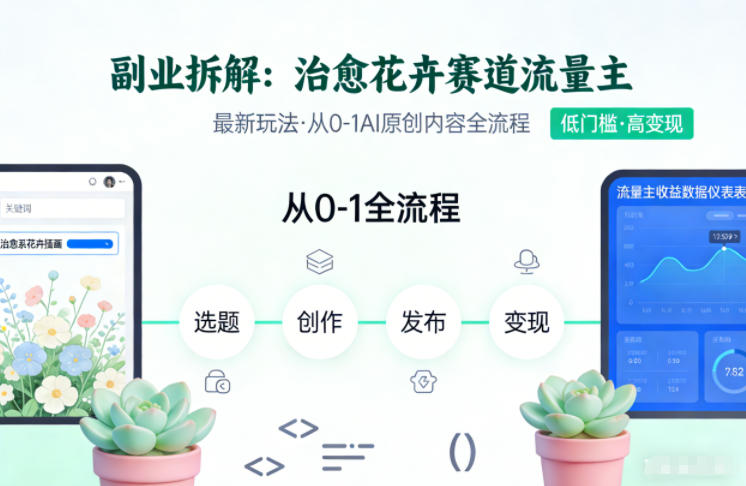 副业拆解:治愈花卉赛道流量主最新玩法,从0-1AI原创内容全流程-智云网创 - 网创副业项目资源站