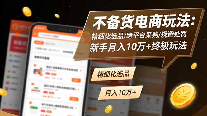 不备货电商玩法：精细化选品/跨平台采购/规避处罚，新手月入10万+终极玩法-智云网创 - 网创副业项目资源站