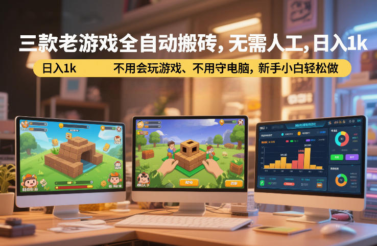 三款老游戏全自动搬砖,无需人工,日入1k,不用会玩游戏、不用守电脑,新手小白轻松做【揭秘】