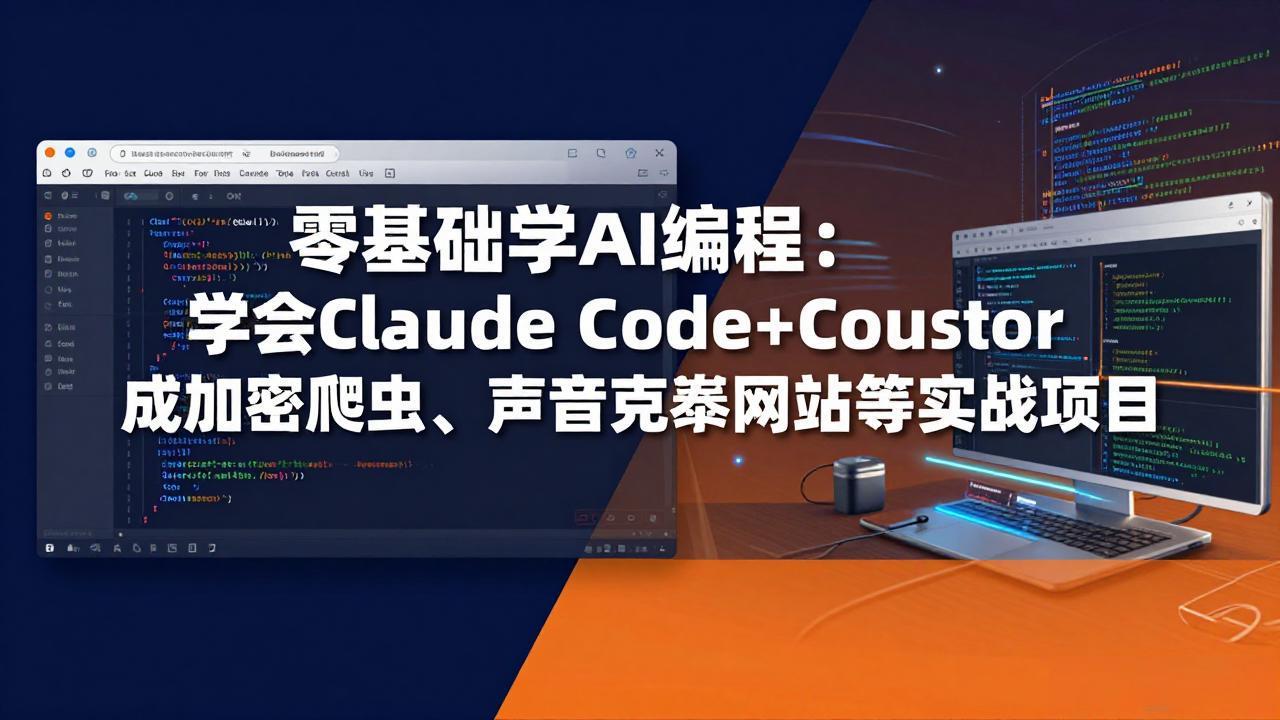 零基础学AI编程:学会Claude Code+Cursor完成加密爬虫、声音克隆网站等实战项目-智云网创 - 网创副业项目资源站