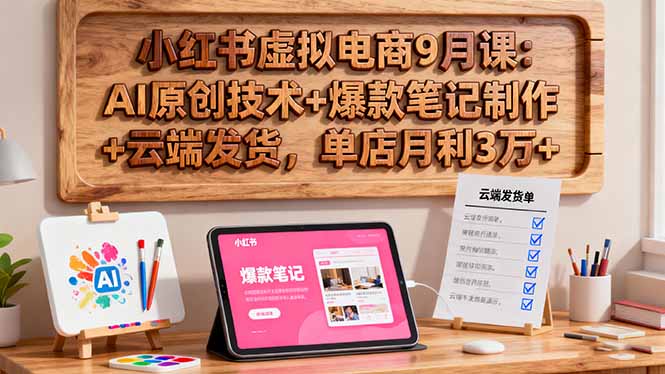 小红书虚拟电商9月课:AI原创技术+爆款笔记制作+云端发货,单店月利3万+-智云网创 - 网创副业项目资源站