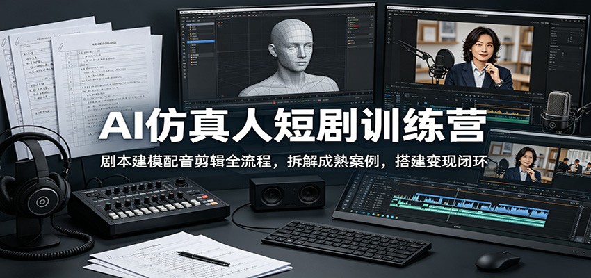 AI仿真人短剧训练营：剧本建模配音剪辑全流程，拆解成熟案例，搭建变现闭环-智云网创 - 网创副业项目资源站