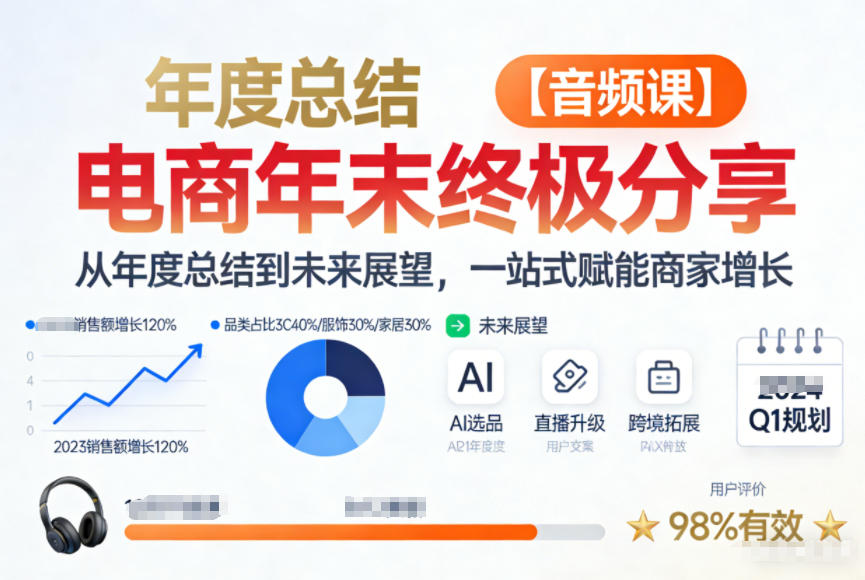 电商年未终极分享,从年度总结到未来展望,一站式赋能商家增长【音频课】