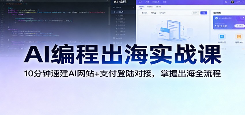 AI编程出海实战课：10分钟速建AI网站+支付登陆对接，掌握出海全流程-智云网创 - 网创副业项目资源站