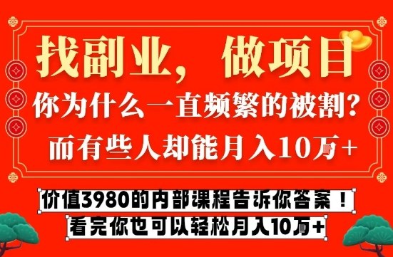 价值3980的网创内部课程，告诉你互联网创业月入10个W的秘密【揭秘】-智云网创 - 网创副业项目资源站
