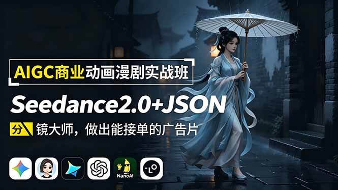 (18849期)AIGC商业动画漫剧实战班:Seedance2.0+JSON分镜大师,做出能接单的广告片-智云网创 - 网创副业项目资源站