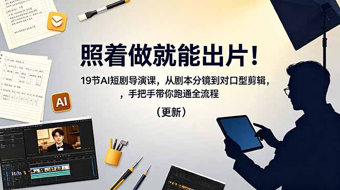照着做就能出片!19节AI短剧导演课,从剧本分镜到对口型剪辑,手把手带你跑通全流程(更新-智云网创 - 网创副业项目资源站