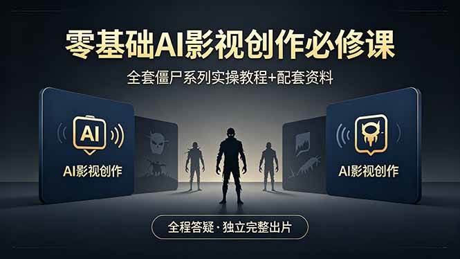 （18185期）零基础AI影视创作必修课，全套僵尸系列实操教程加配套资料，全程答疑带你独立完整出片-智云网创 - 网创副业项目资源站