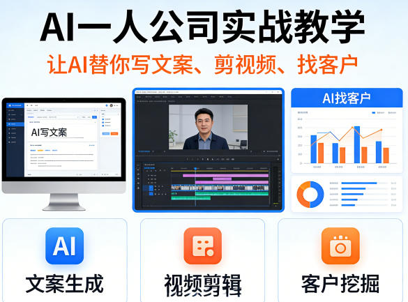 AI一人公司实战教学,让AI替你写文案、剪视频、找客户-智云网创 - 网创副业项目资源站