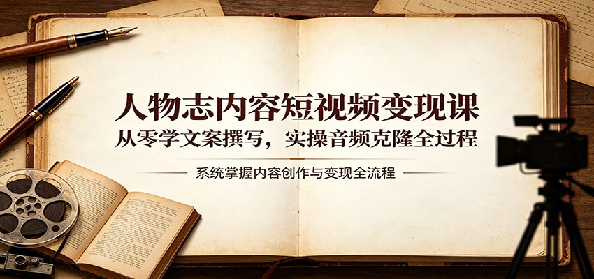 人物志内容短视频变现课:从零学文案撰写,实操音频克隆全过程-智云网创 - 网创副业项目资源站