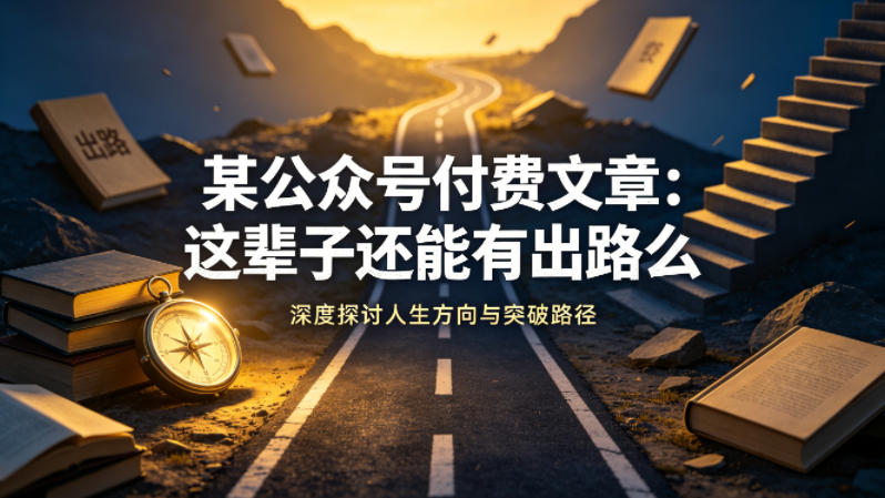 某公众号付费文章:这辈子还能有出路么-智云网创 - 网创副业项目资源站