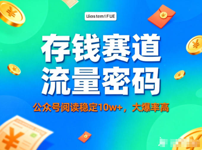 公众号做存钱赛道，流量大爆率高，阅读稳定10w+-智云网创 - 网创副业项目资源站