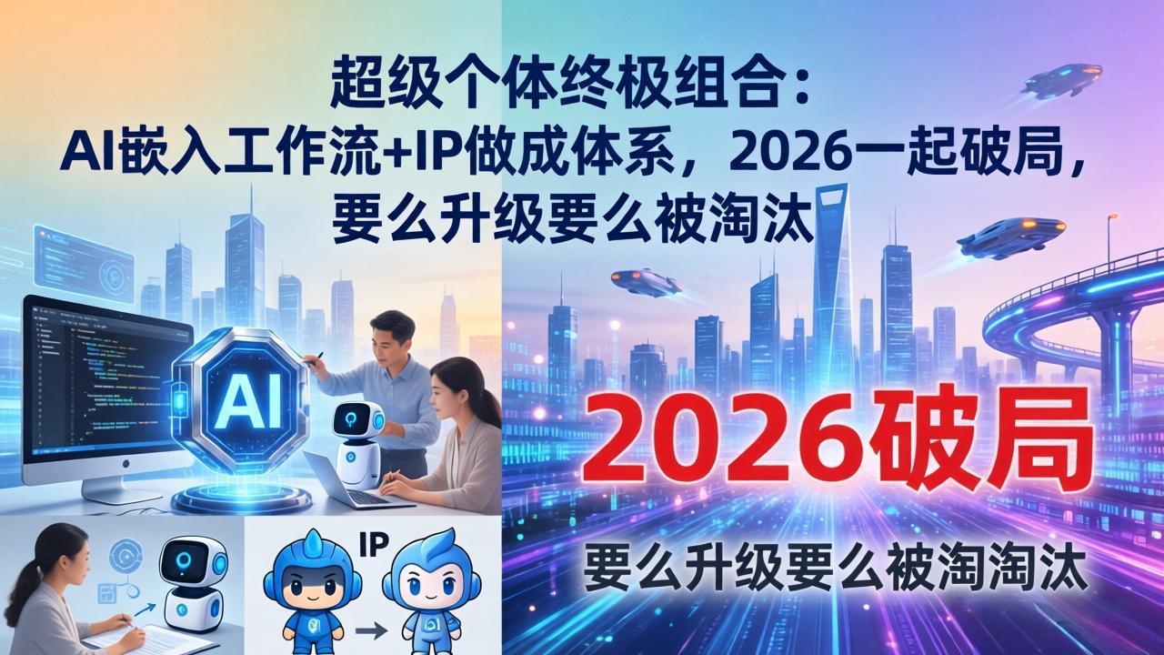 超级个体终极组合:AI嵌入工作流+IP做成体系,2026一起破局,要么升级要么被淘汰-智云网创 - 网创副业项目资源站