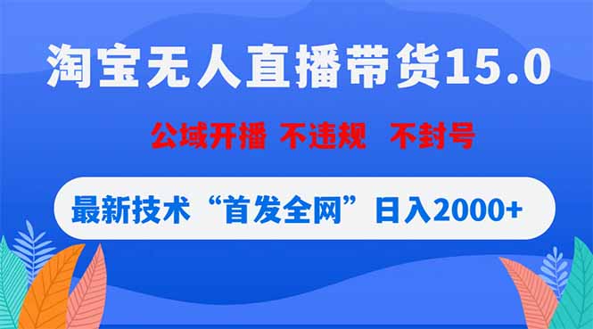淘宝无人直播带货15.0,不封号,不违规,公域玩法,首发全网日入2000+-智云网创 - 网创副业项目资源站
