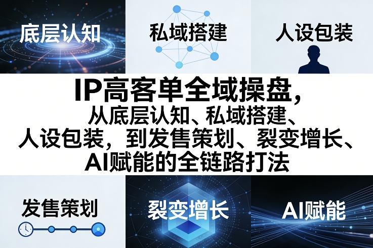 IP高客单全域操盘,从底层认知、私域搭建、人设包装,到发售策划、裂变增长、AI赋能的全链路打法-智云网创 - 网创副业项目资源站