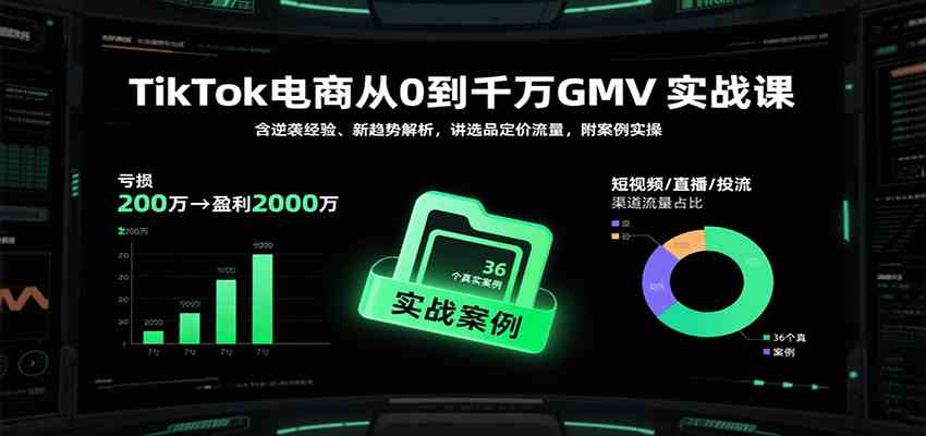 TikTok电商从0到千万GMV实战课,含逆袭经验、新趋势解析,讲选品定价流量等(更新)-智云网创 - 网创副业项目资源站