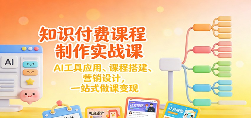 知识付费课程制作实战课：AI工具应用 、课程搭建、营销设计，一站式做课变现-智云网创 - 网创副业项目资源站