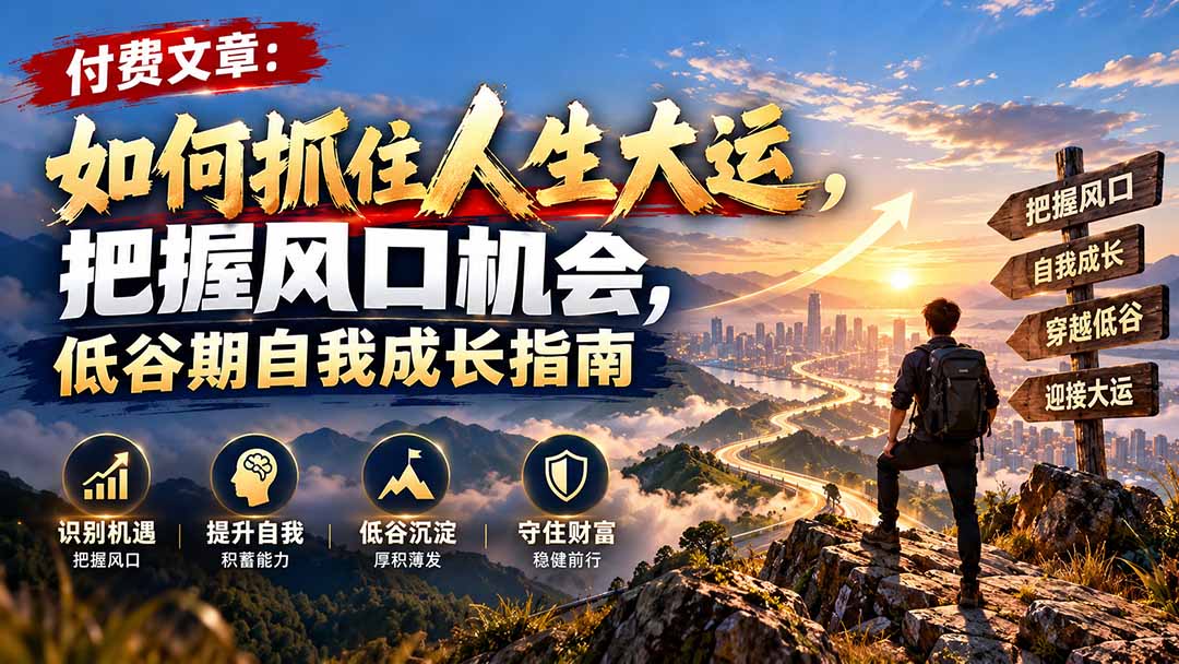付费文章：如何抓住人生大运，把握风口机会，低谷期自我成长指南-智云网创 - 网创副业项目资源站