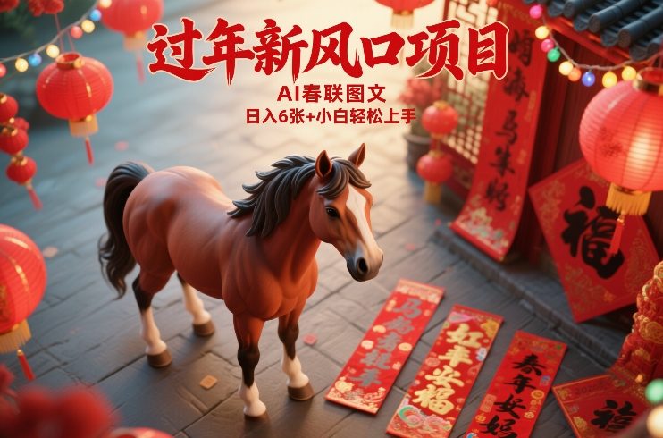 过年新风口项目，用ai春联图文，日入6张+小白轻松上手【揭秘】-智云网创 - 网创副业项目资源站